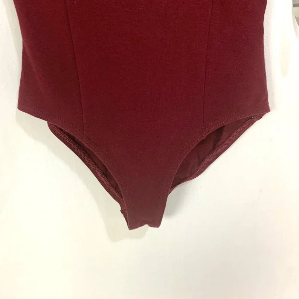 Capezio Child’s Short Cap Sleeve Pinch Front Leotard Size L Bodysuit Burgundy